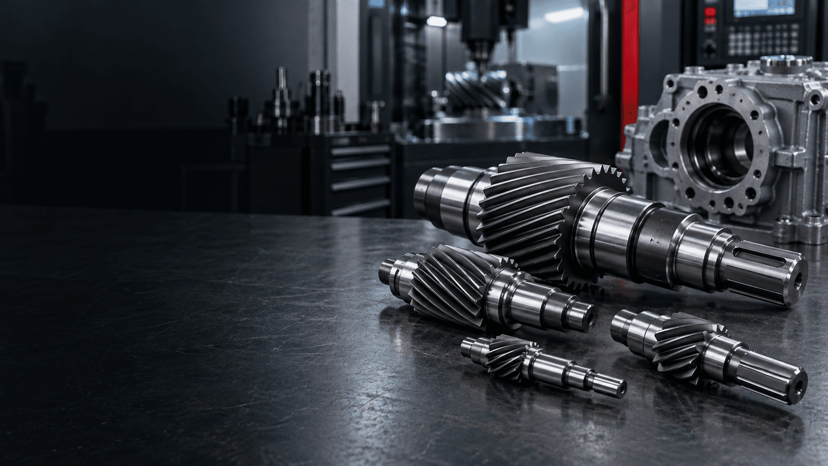 Custom helical gear shafts manufactured by Topshaft