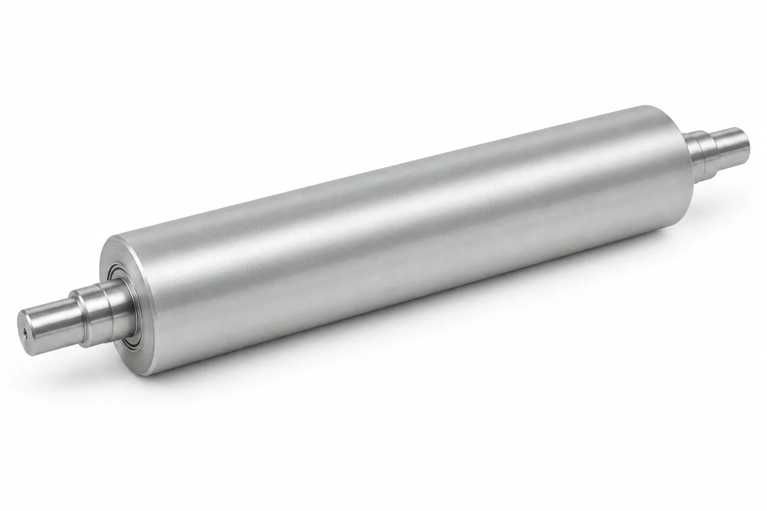 Aluminum Roller Shafts with machined functional surfaces on white