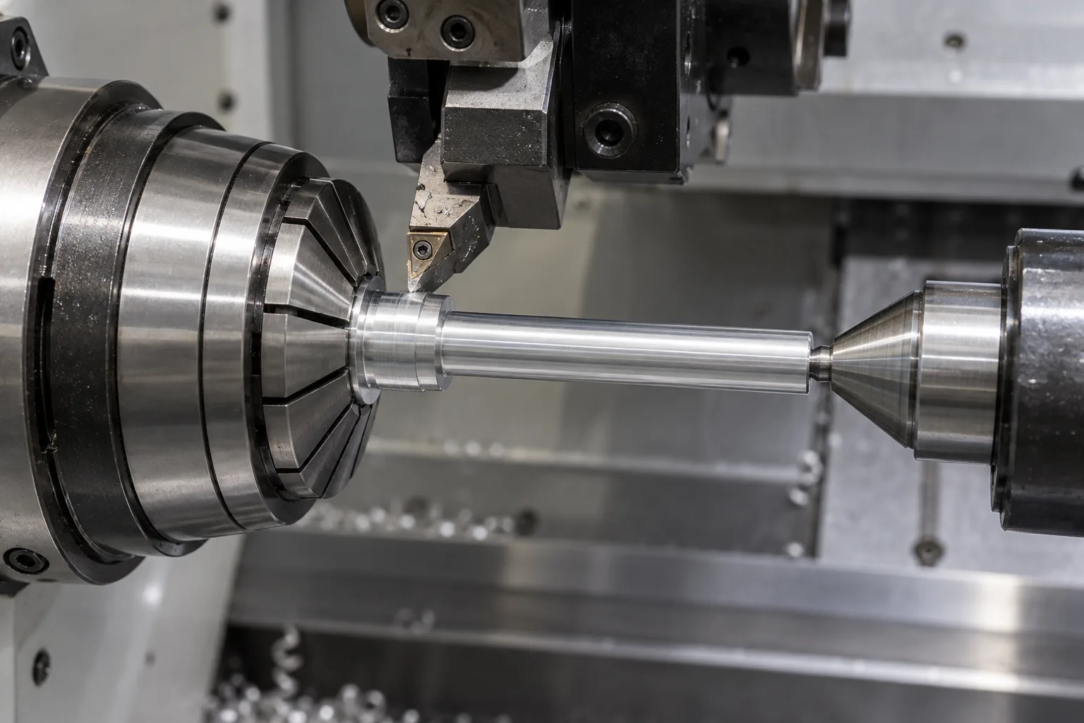 Small-Diameter Turning setup for an aluminum shaft