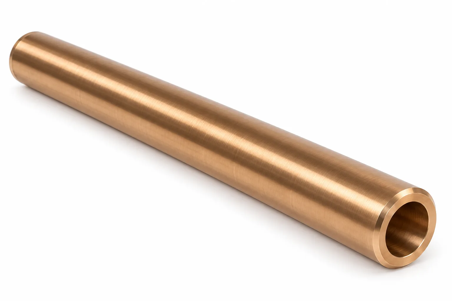Hollow Bronze Shafts with drawing-specific machined features on a white background