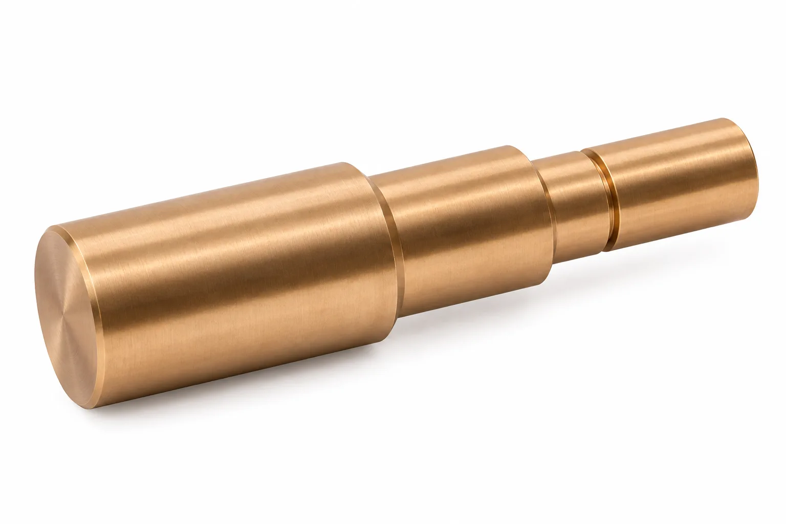 Stepped Bronze Shafts with drawing-specific machined features on a white background