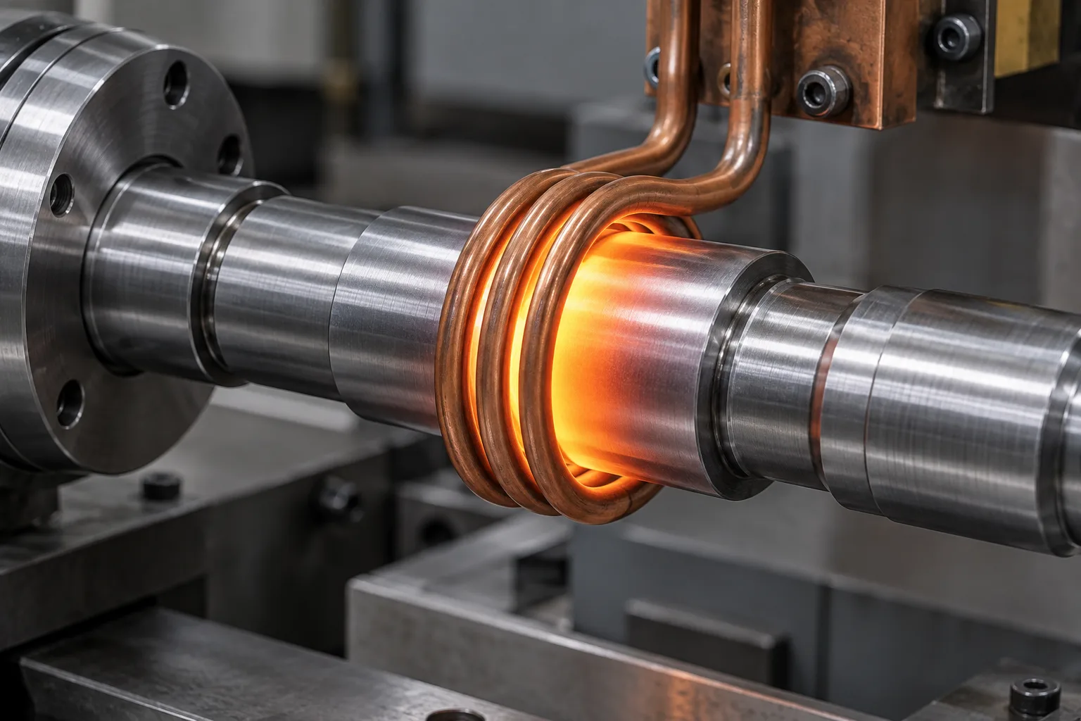 Localized journal heating within a copper induction coil on a steel shaft