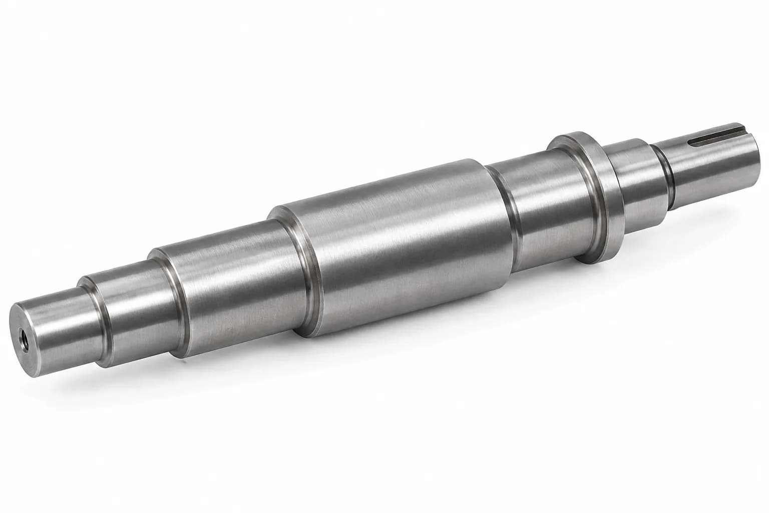 Stepped Carbon Steel Shafts with drawing-specific machined geometry on white