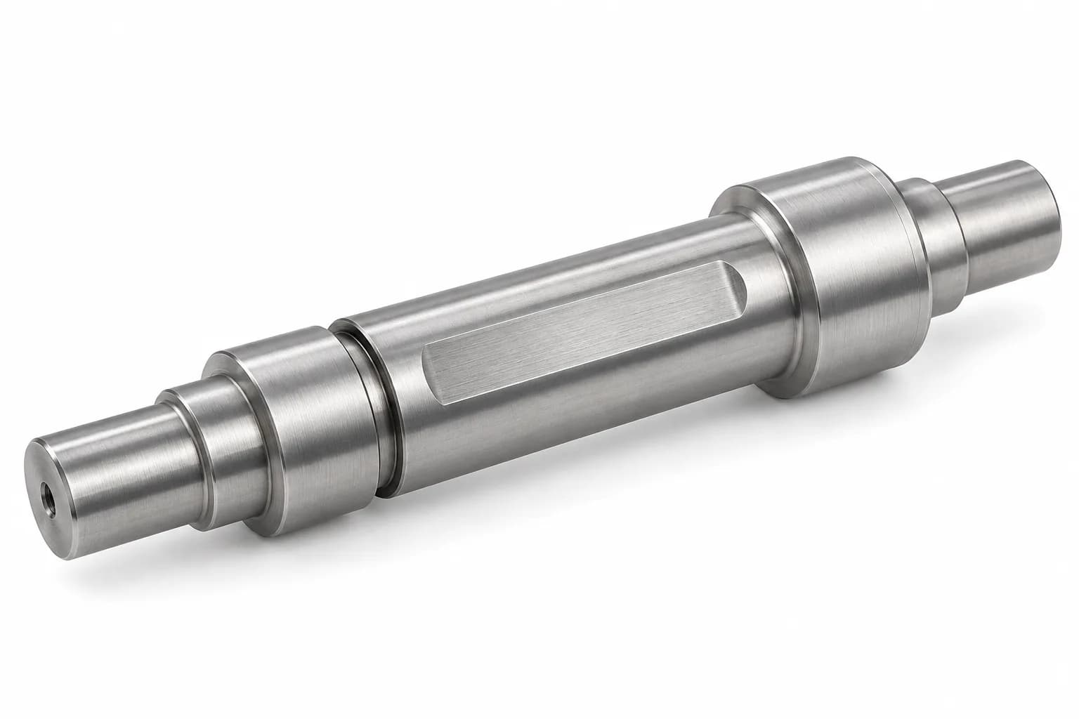 Custom Profile Nickel Alloy Shafts geometry with silver-gray machined surfaces on white
