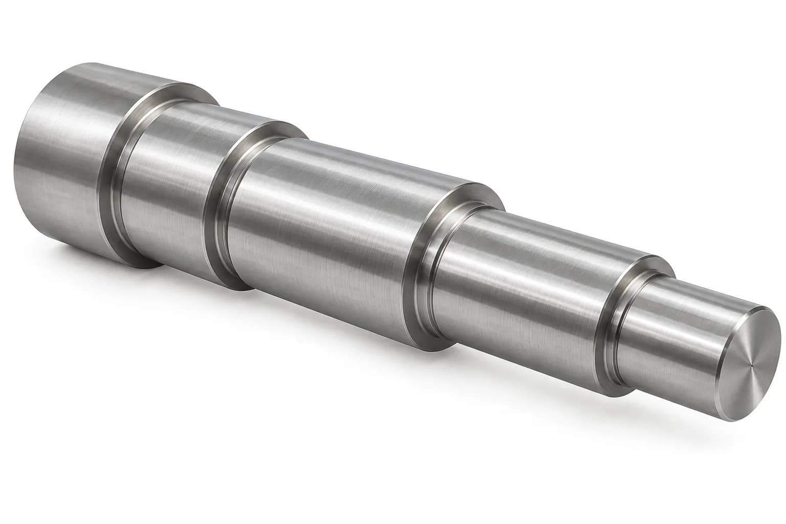 Stepped Nickel Alloy Shafts geometry with silver-gray machined surfaces on white