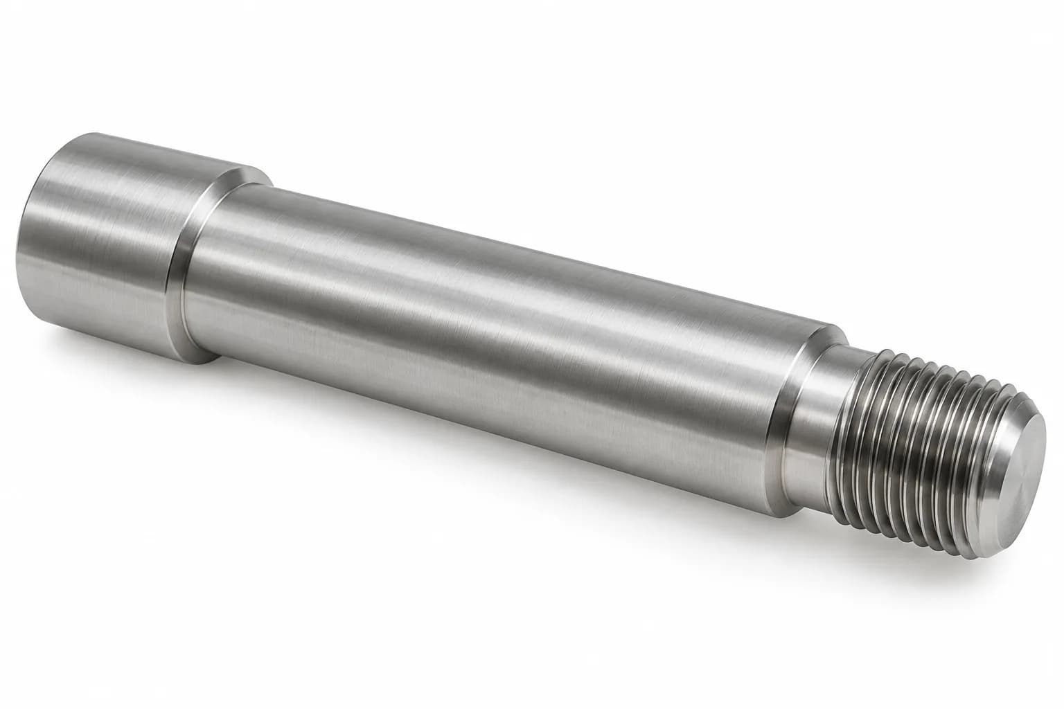 Threaded Nickel Alloy Shafts geometry with silver-gray machined surfaces on white