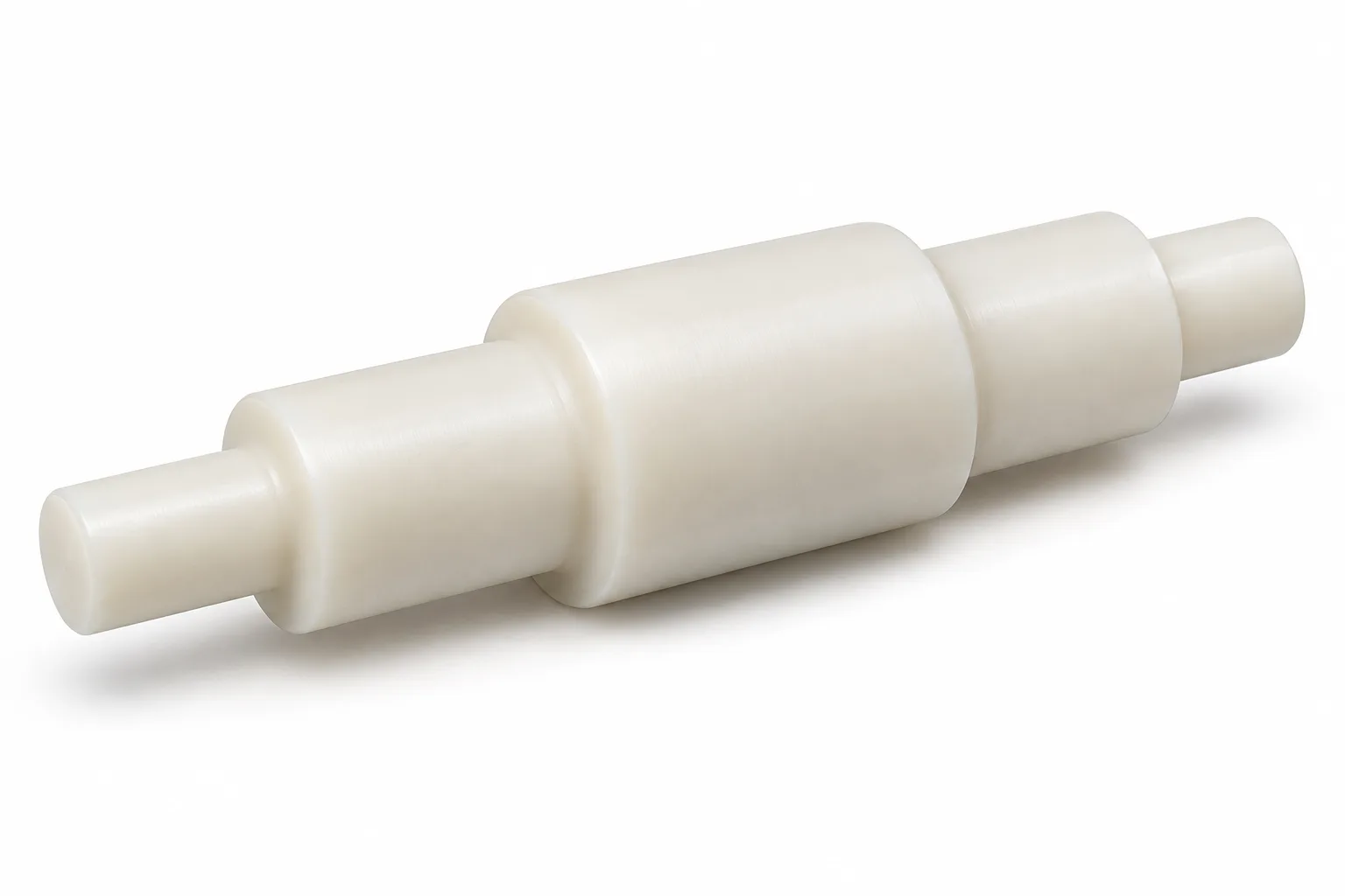 Stepped Nylon Shafts in natural ivory machined nylon on white