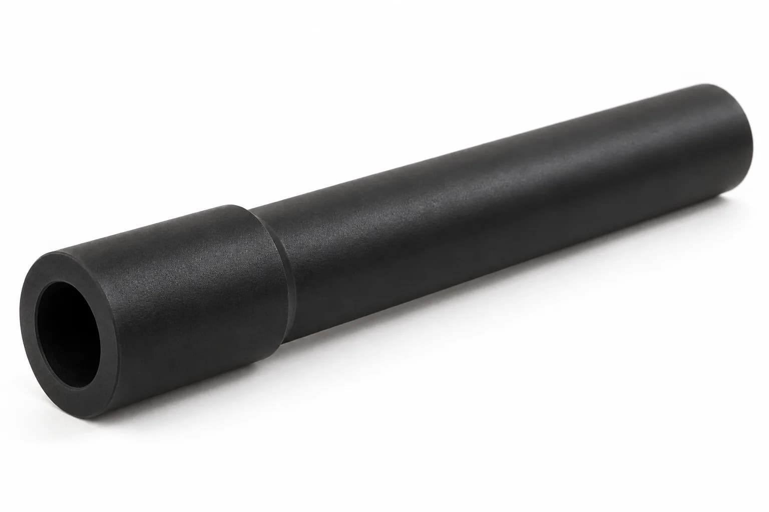 Hollow PEEK Shafts with drawing-specific machined geometry on white