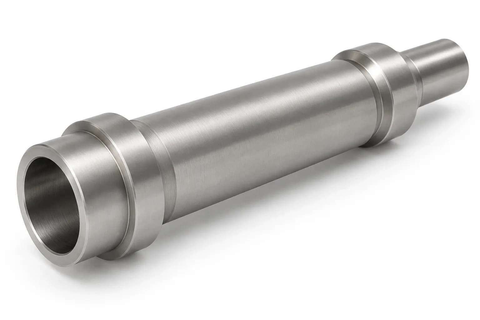Hollow Titanium Shafts with finished functional geometry on white