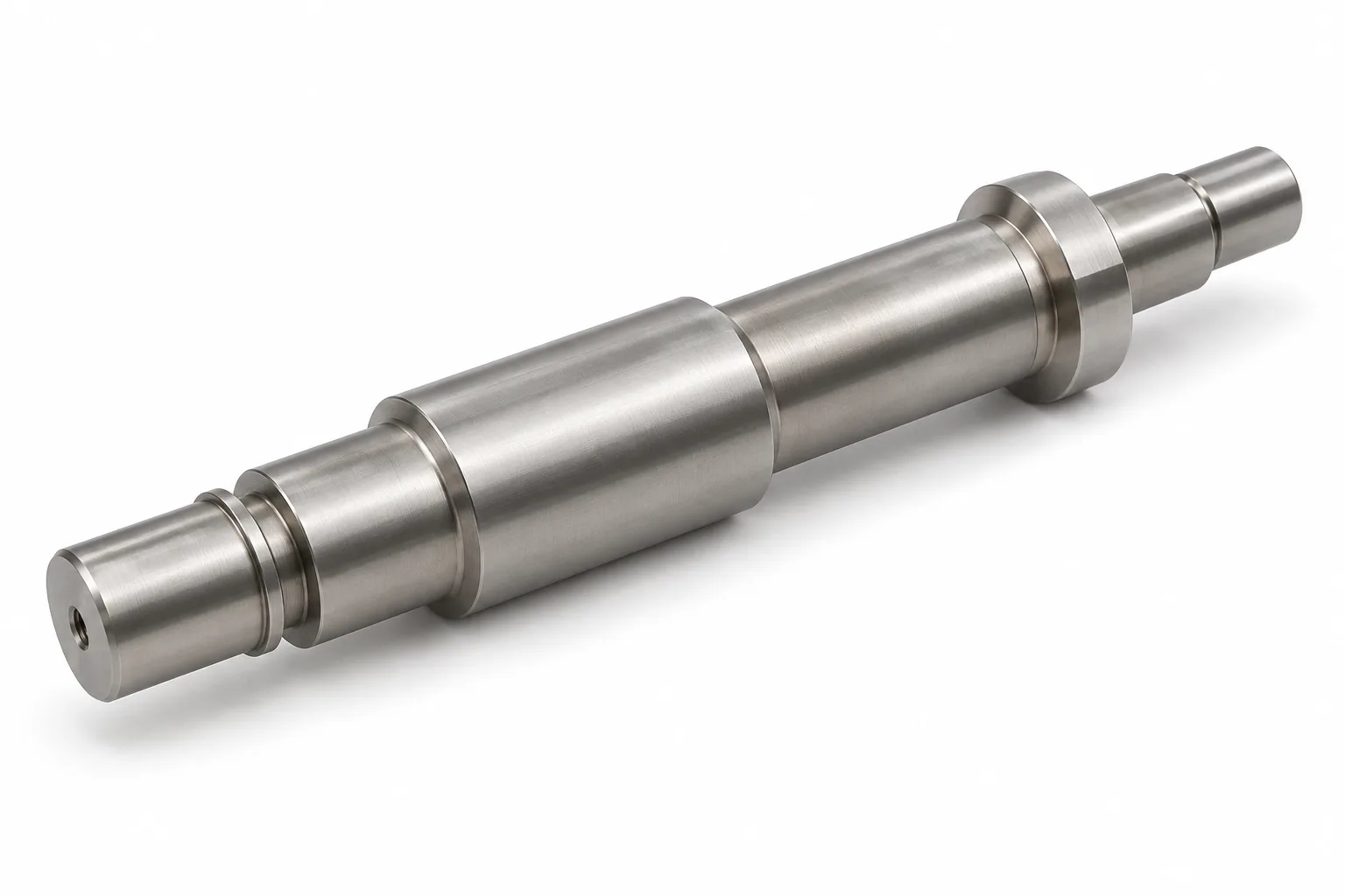 Stepped Titanium Shafts with finished functional geometry on white