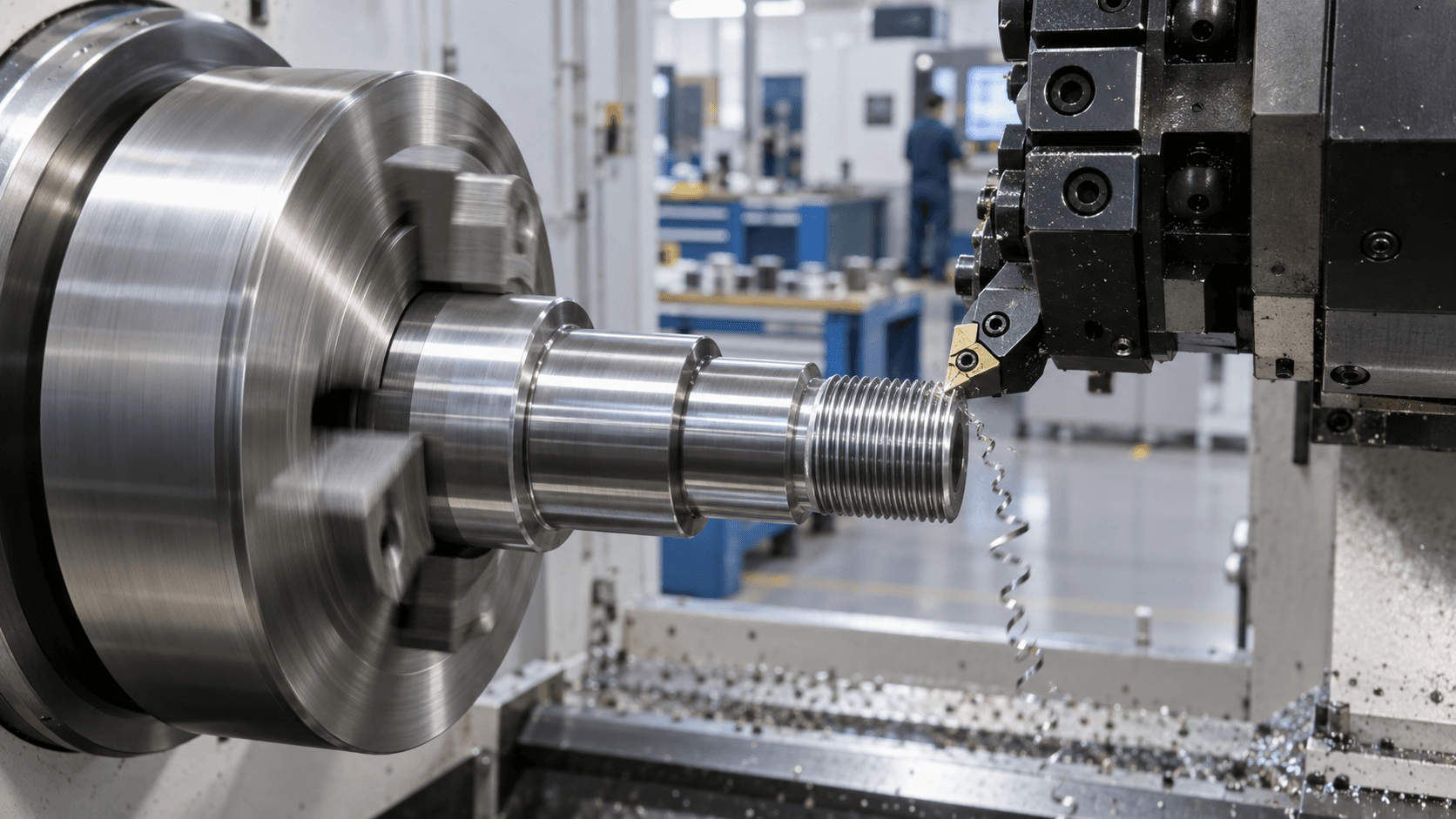 CNC machining external thread on precision shaft