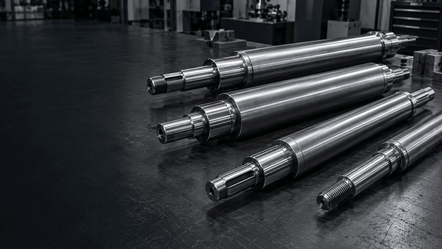 Custom precision roller shafts manufactured for industrial roller systems