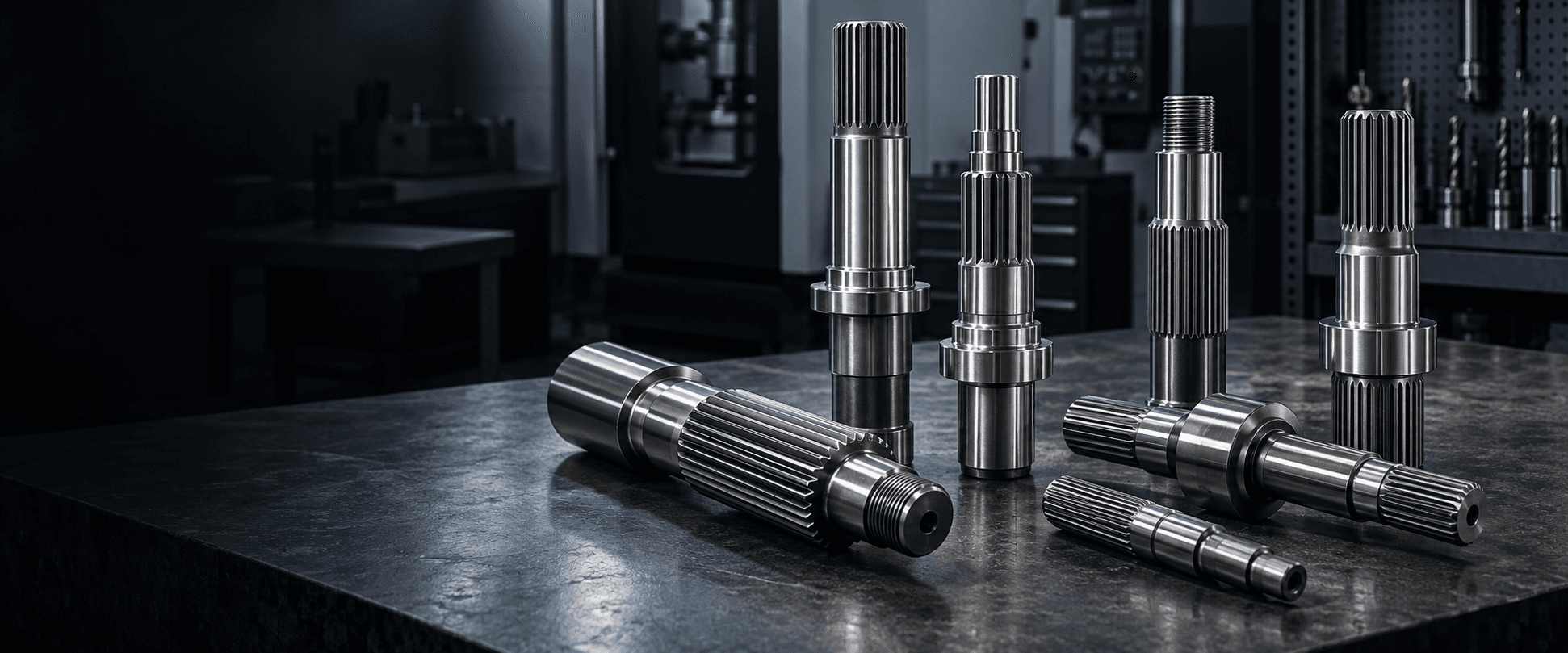 Custom spline shafts manufactured by Topshaft