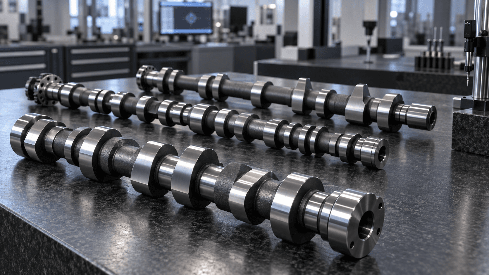 OEM custom camshafts ready for final inspection