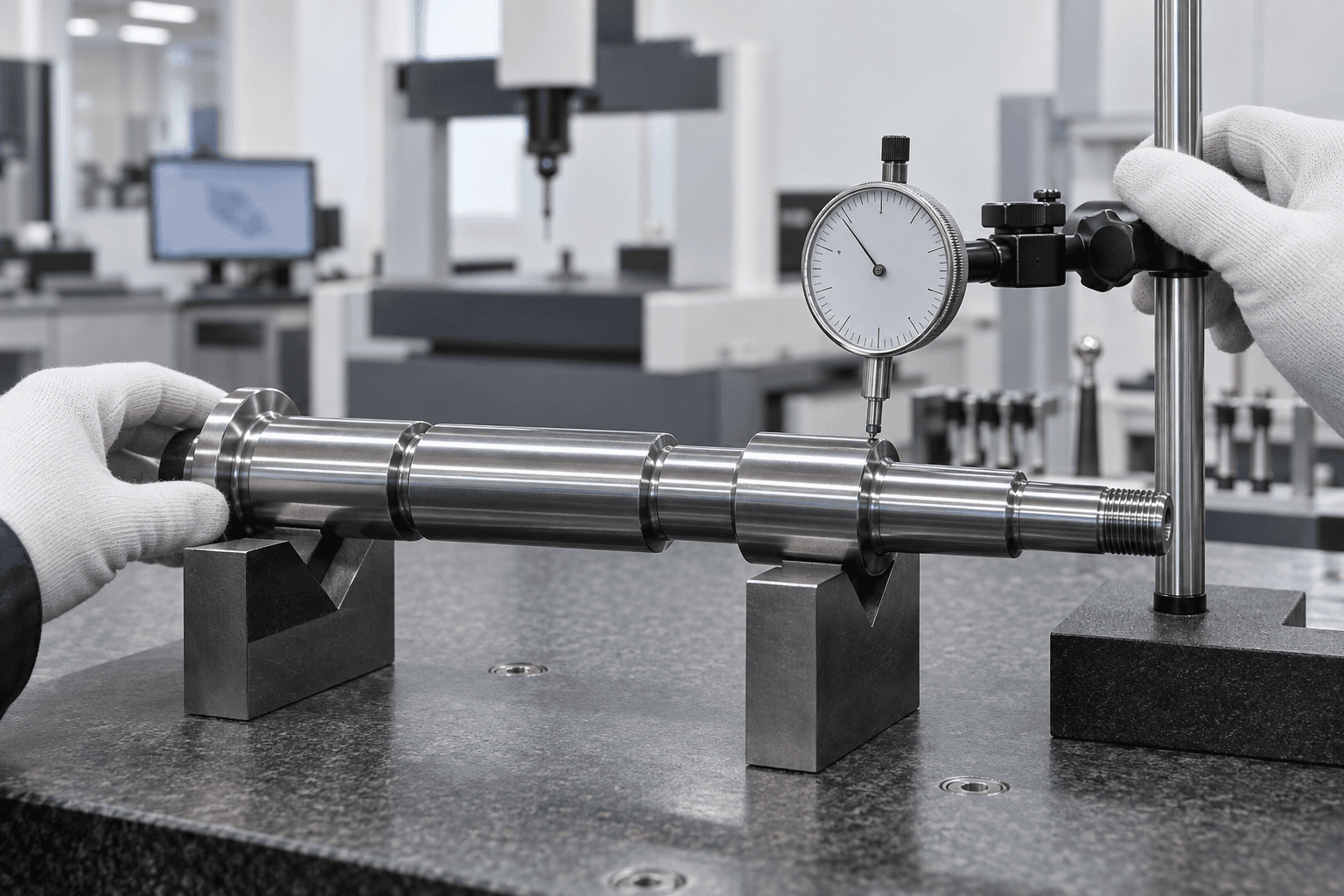 CNC turned shaft runout inspection