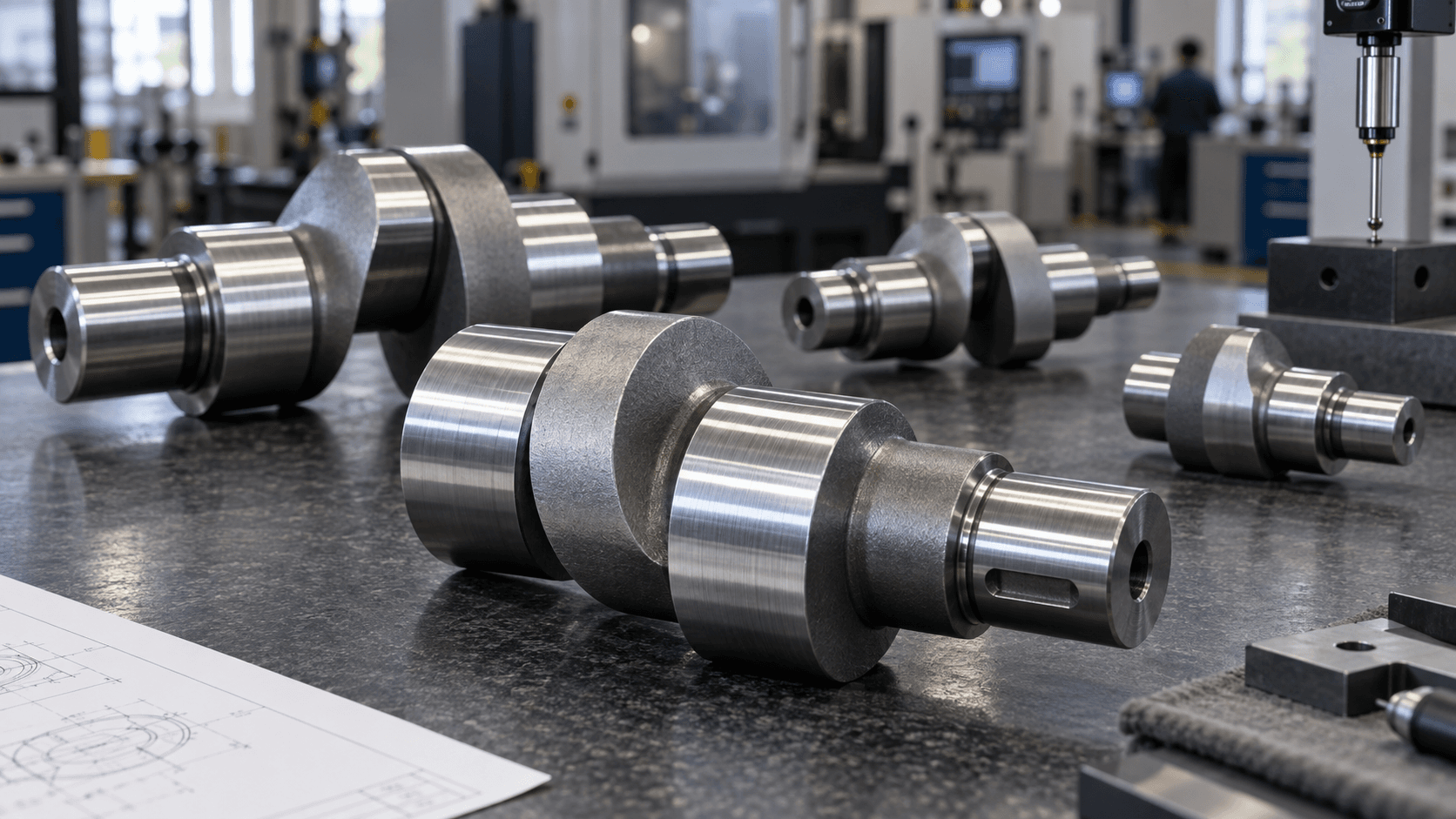 Custom OEM eccentric shafts ready for inspection