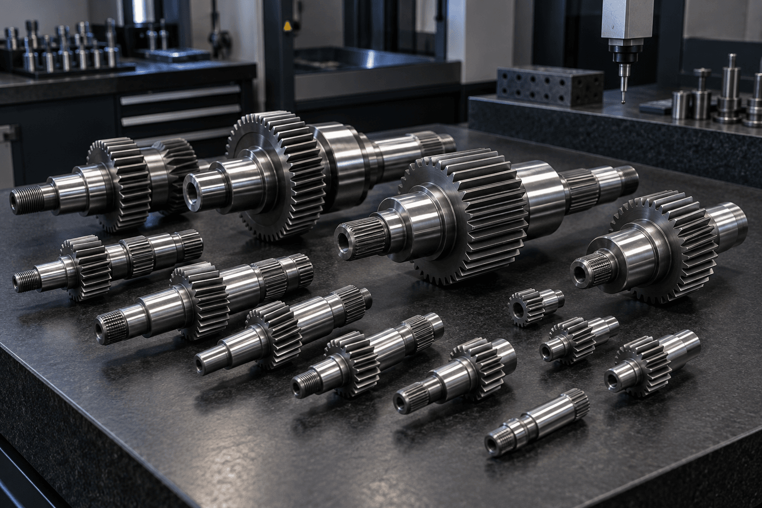 OEM custom gear shafts ready for final inspection