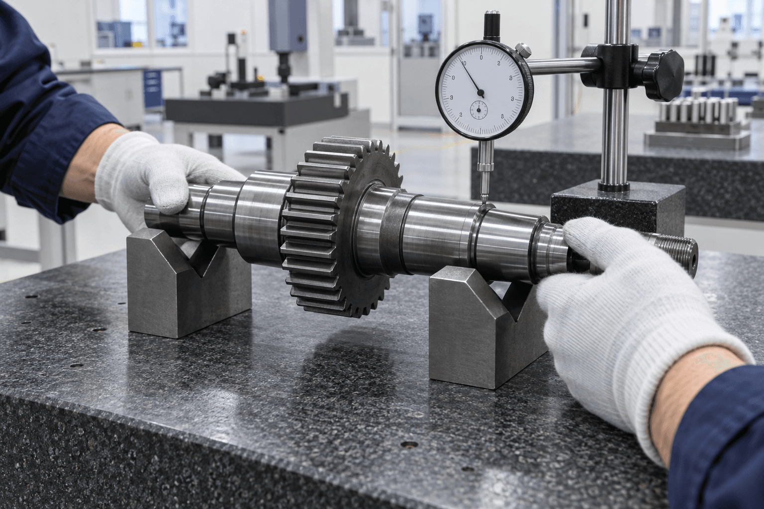 Gear shaft gear to bearing journal runout inspection