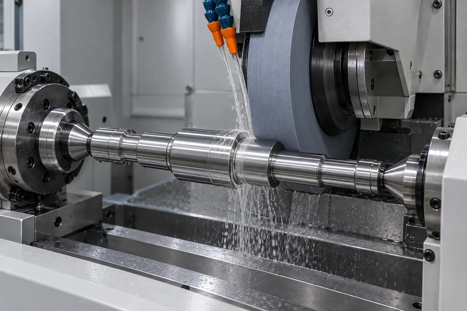 Precision Grinding setup for a supported silver nickel-superalloy shaft