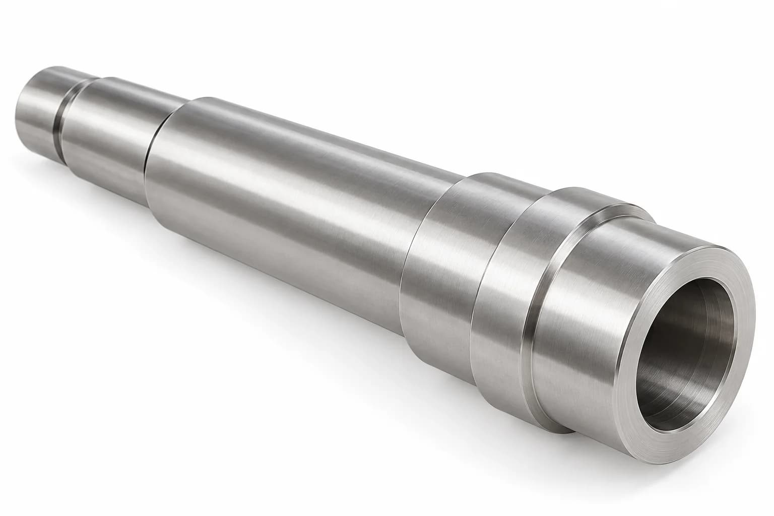Hollow Inconel Shafts: silver finished shaft geometry on a white background