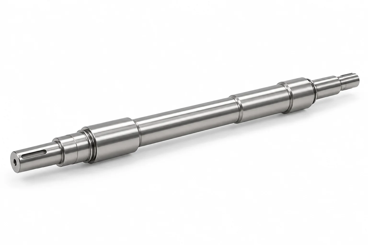 Pump Shafts: silver finished shaft geometry on a white background