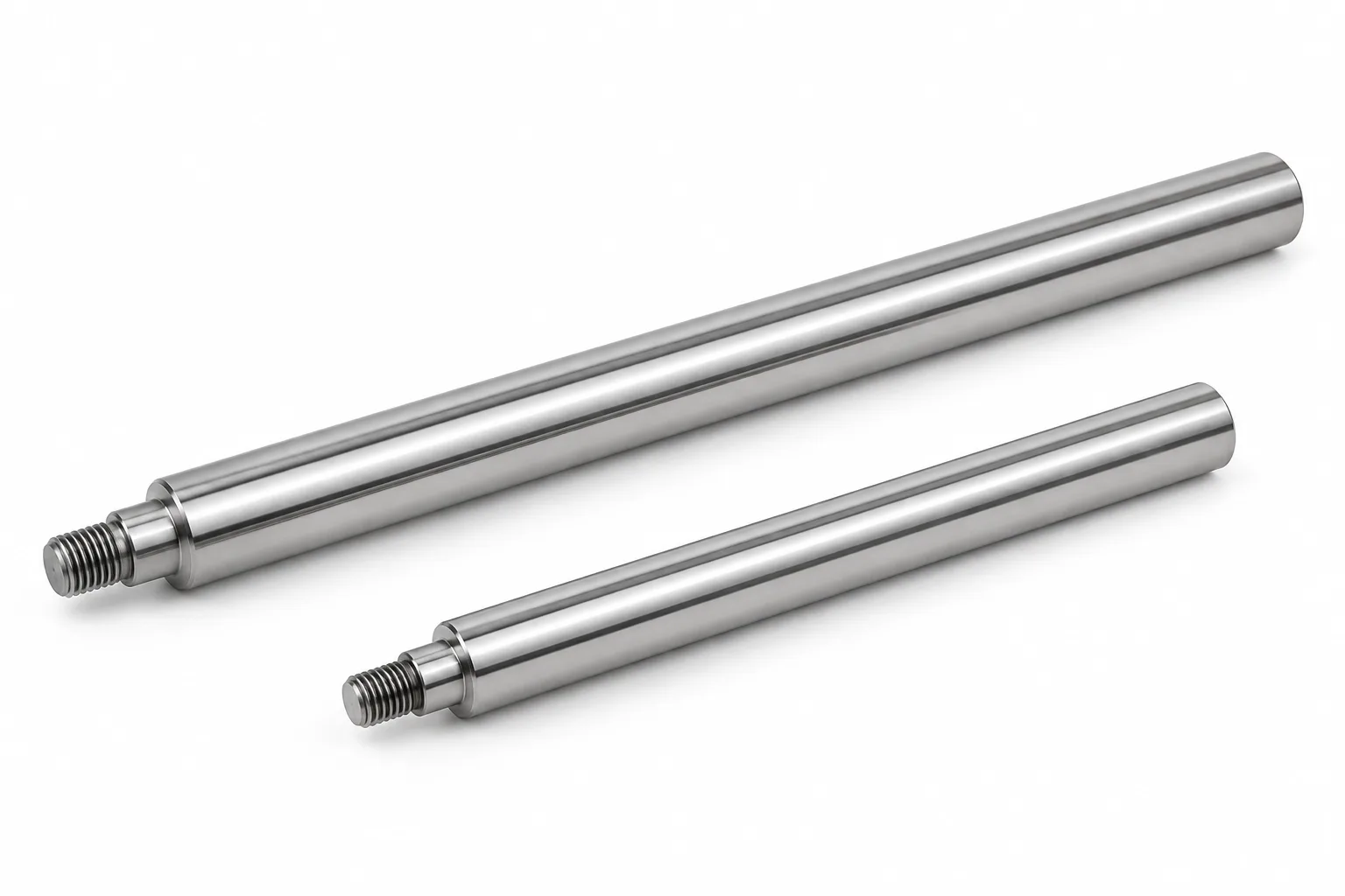 Precision Guide Shafts with precision machined functional surfaces on a white background
