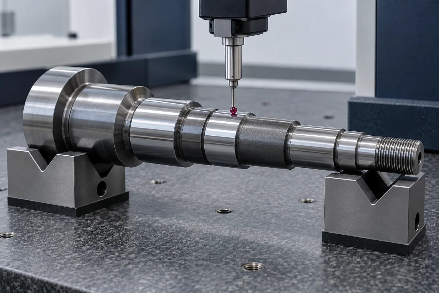 Inspection setup for a precision tool steel shaft