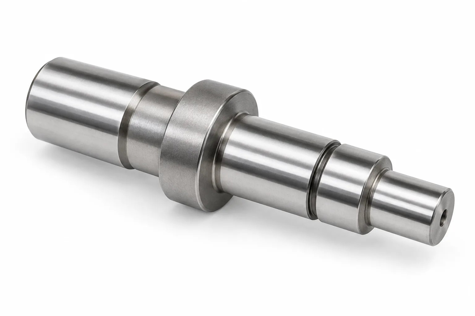 Stepped Tool Steel Shafts with precision machined functional surfaces on a white background
