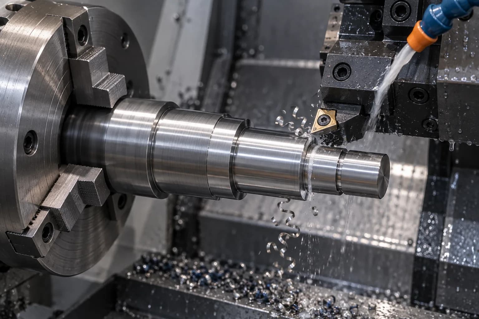CNC Turning setup for a precision tool steel shaft