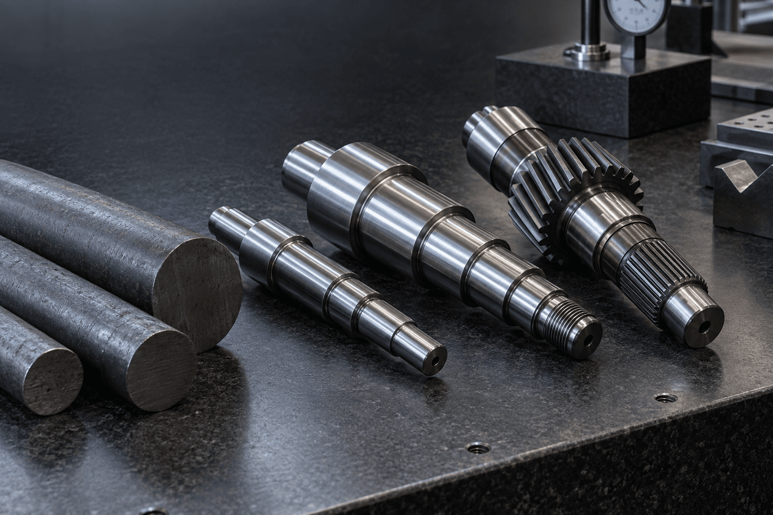 1045 carbon steel and 4140 alloy steel precision shafts