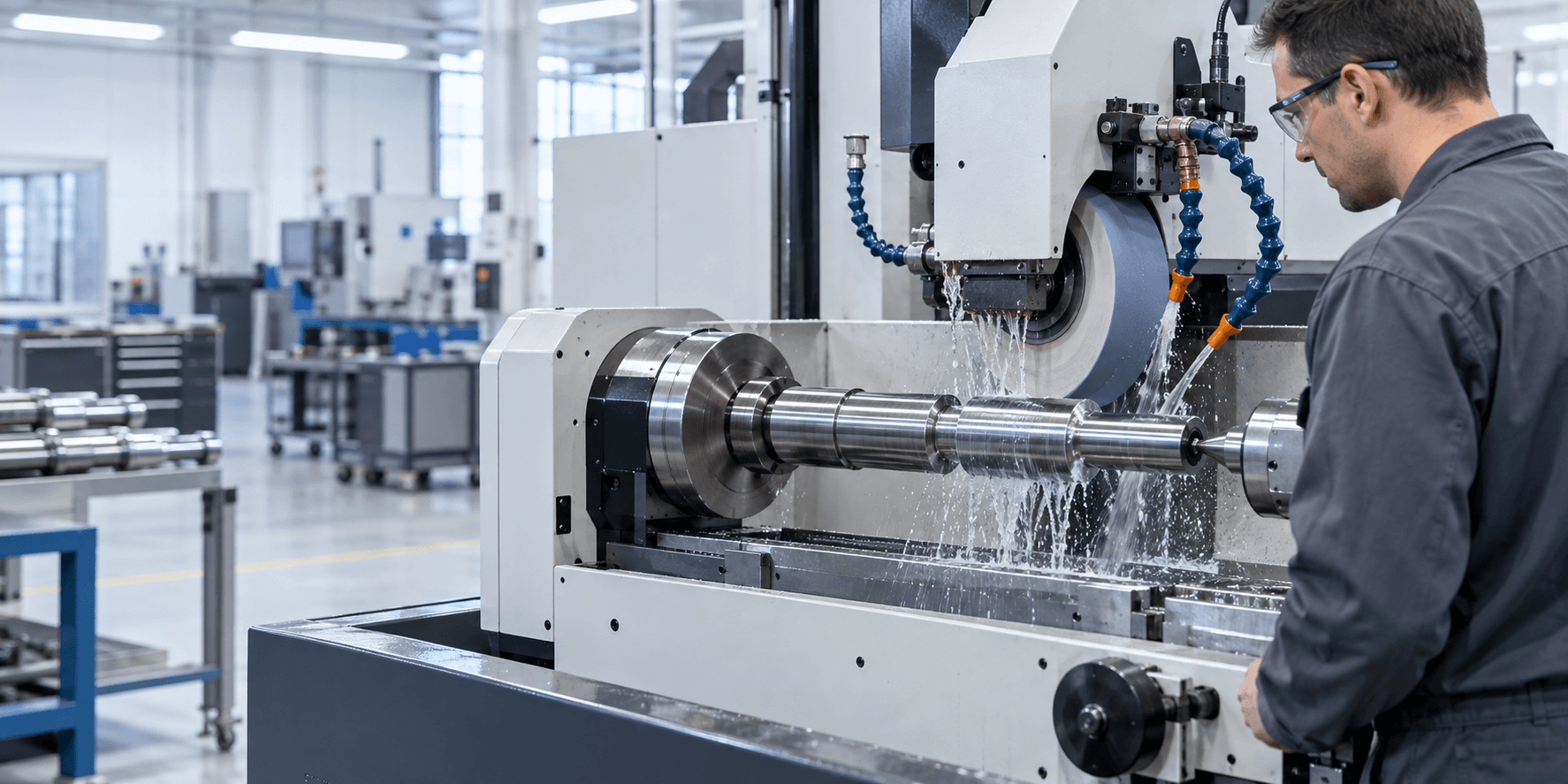 Cylindrical grinding of a precision shaft