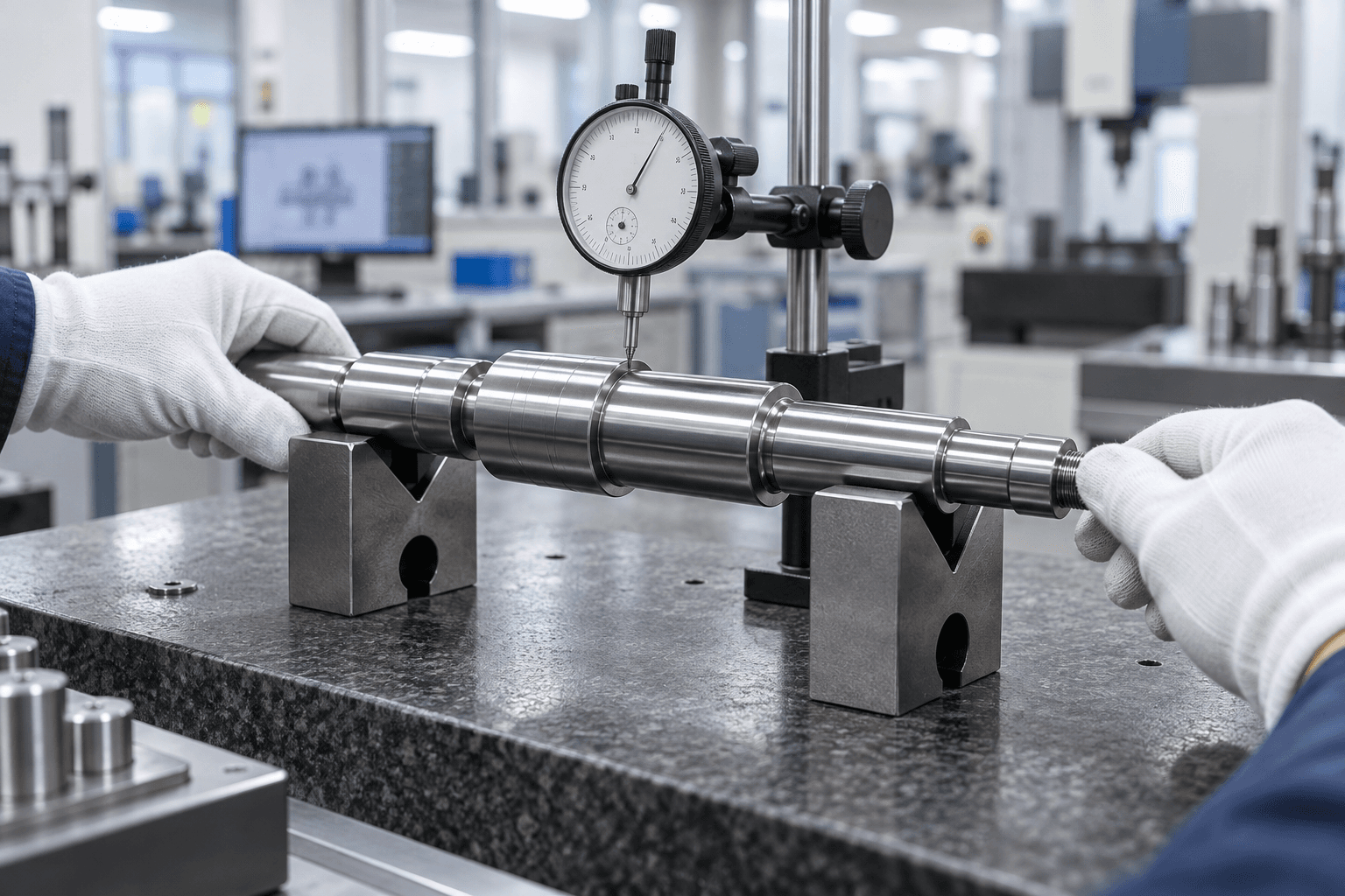 Runout inspection of a finished precision shaft