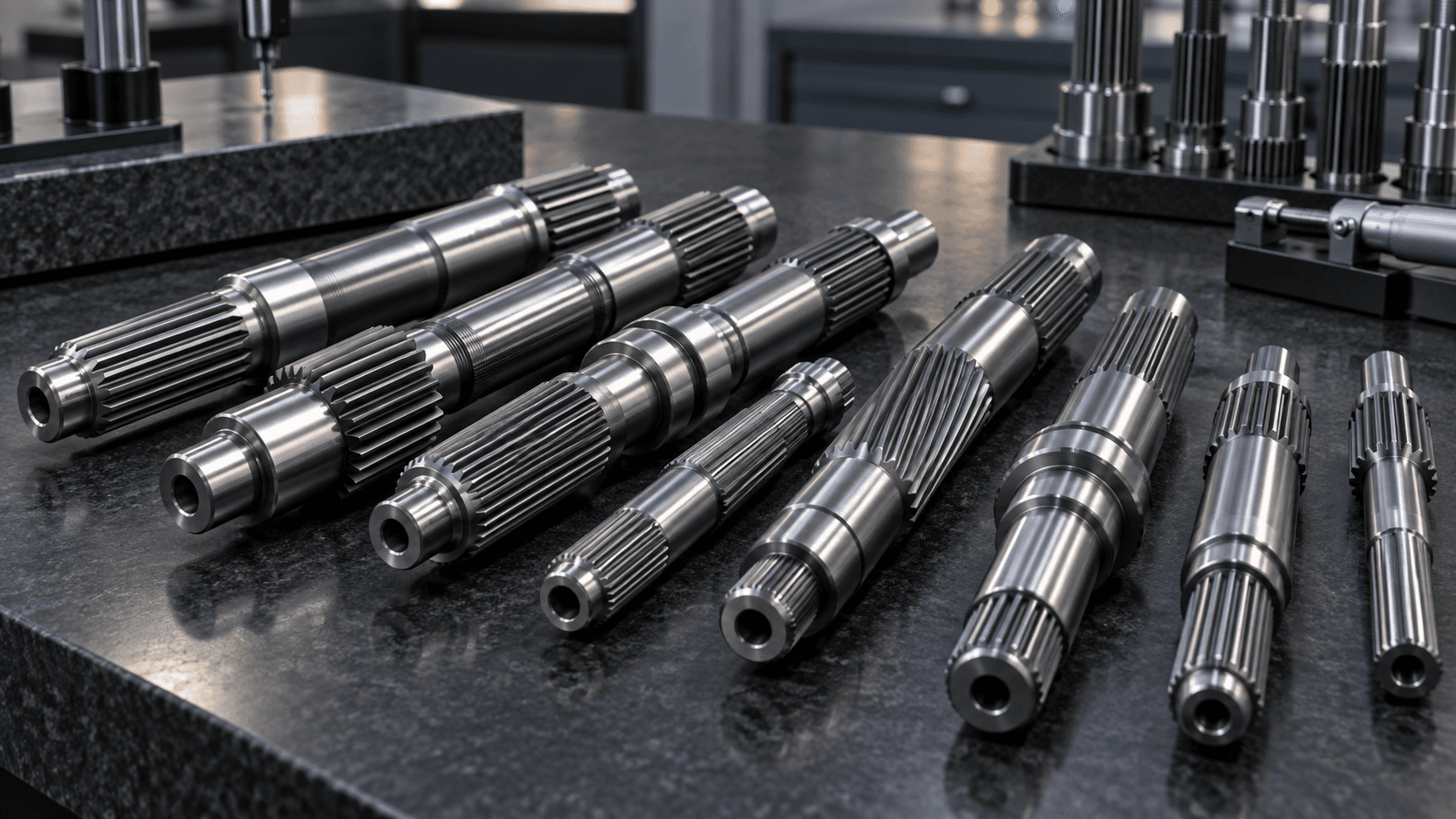 OEM precision spline shafts ready for inspection
