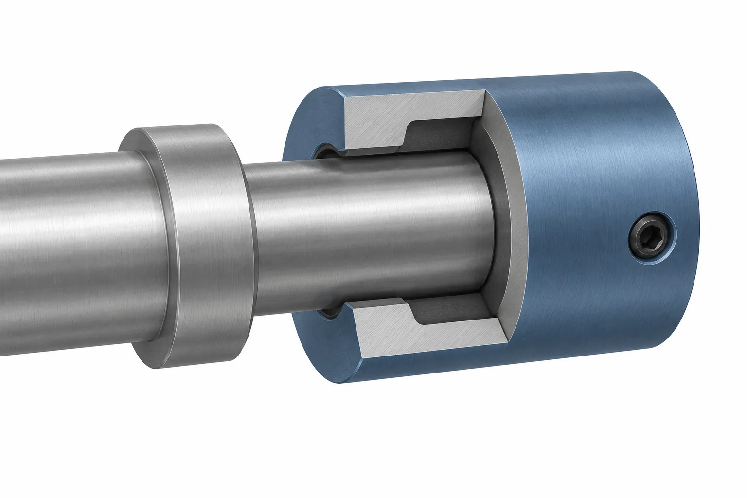Conceptual cutaway showing shaft overlap inside a coupling hub and an external shoulder