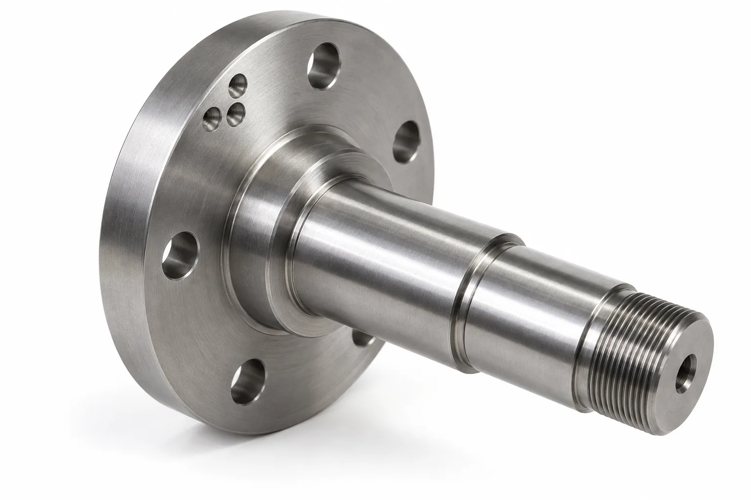 Machined flange with an illustrative correction area away from bearing journals