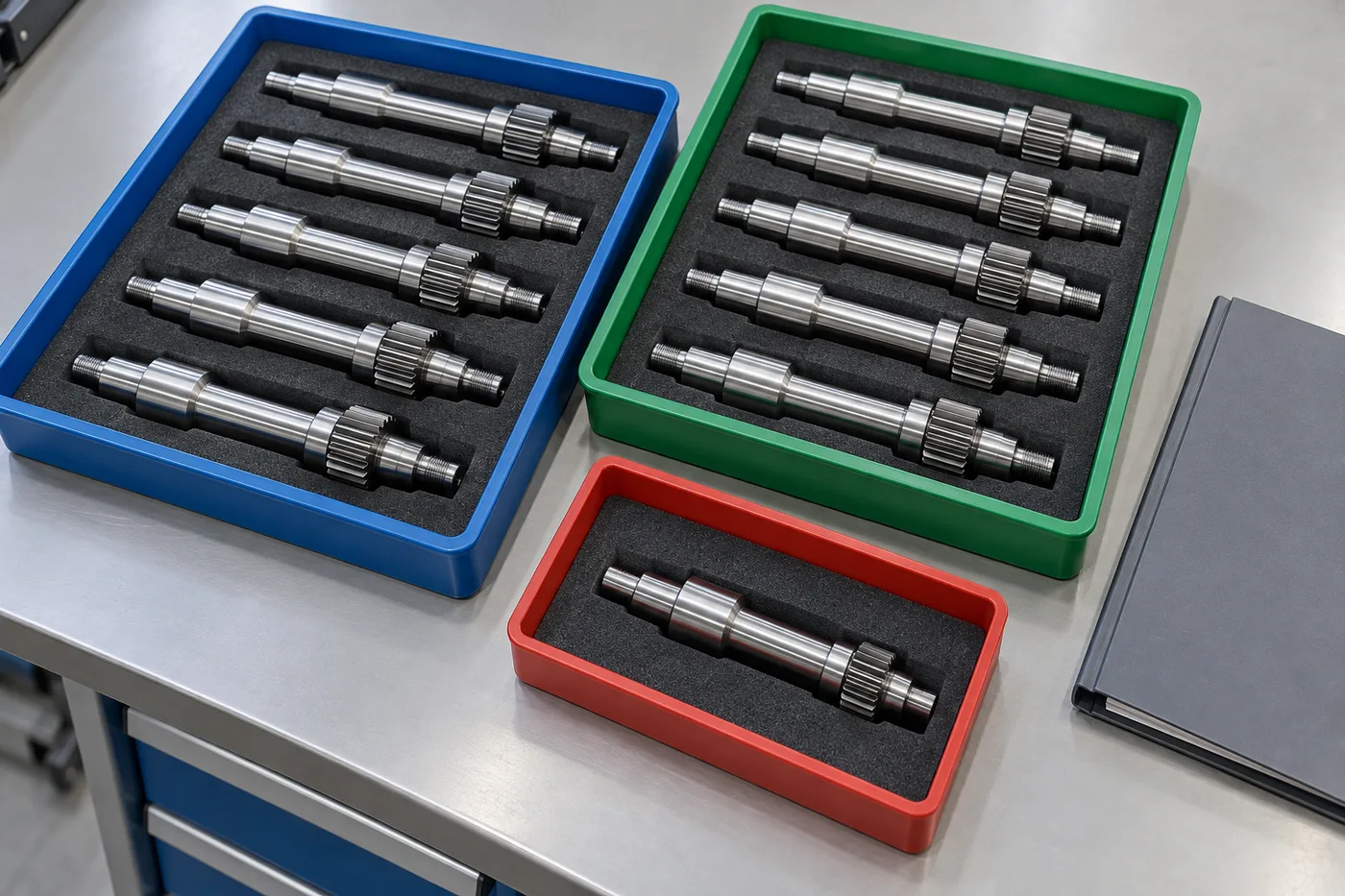 Clearly separated shaft trays with an isolated hold tray and release documents