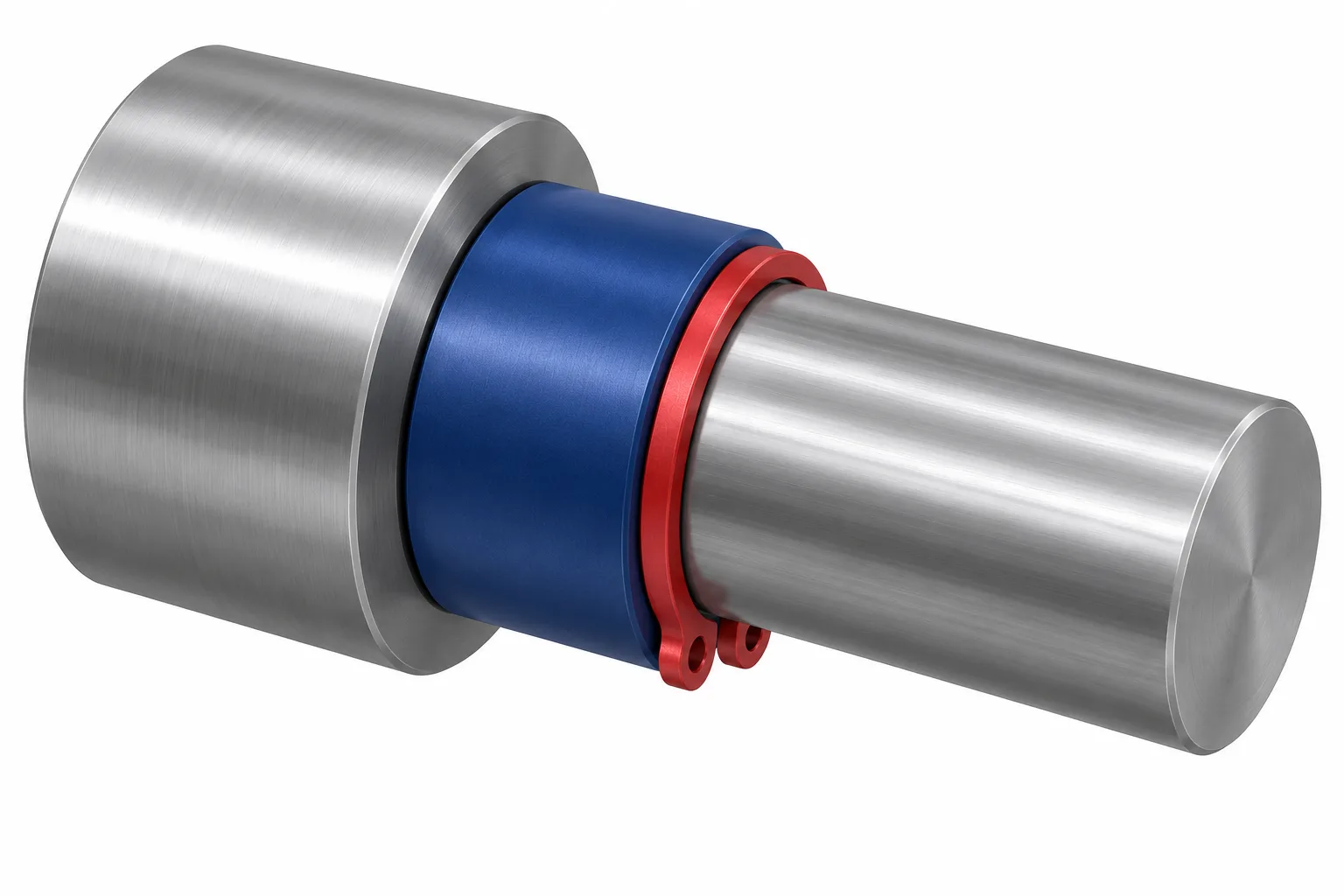 Illustrative shaft retaining-ring assembly showing the relationship between shoulder, spacer and groove