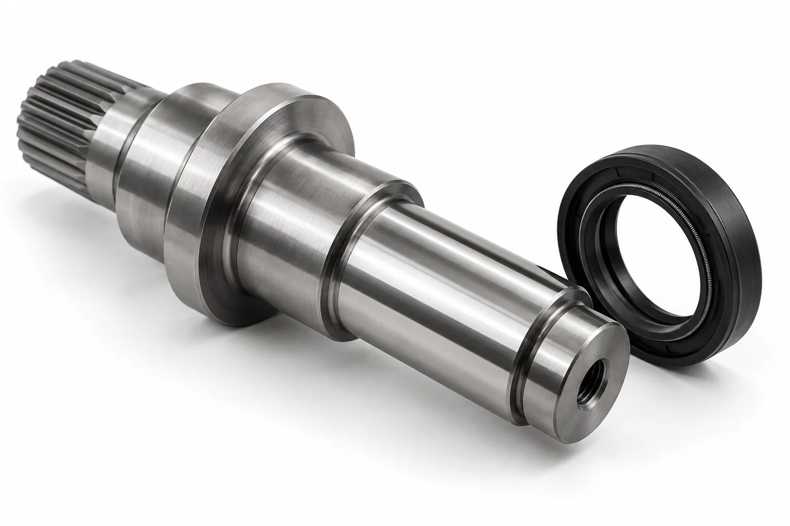 Illustrative stepped shaft and radial lip seal